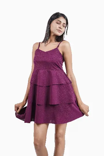 CASCADING TIER SPAGHETTI MINI DRESS