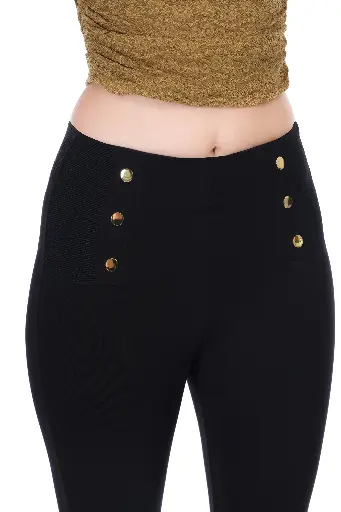 HIGH WAISTED BUTTON DETAIL JEGGING 