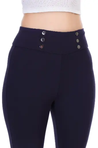 HIGH WAIST BELTED BUTTON JEGGING