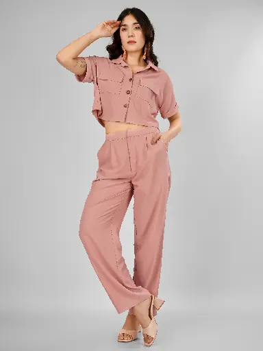 BUTTON DESIGN CROPED CO-ORD-SET